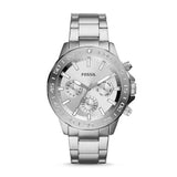 Fossil Bannon Multifunction Chronograph Silver Dial Silver Steel Strap Watch for Men - BQ2490