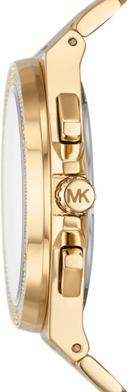 Michael Kors Lennox Chronograph Gold Dial Gold Steel Strap Watch For Men - MK8989