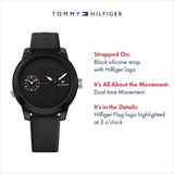 Tommy Hilfiger Denim Black Dial Black Rubber Strap Watch for Men - 1791326