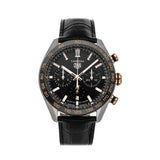 Tag Heuer Carrera Chronograph Black Dial Black Leather Strap Watch for Men - CBN2A5A.FC6481