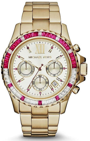 Michael Kors Everest Chronograph Gold Dial Gold Steel Strap Watch for Women - MK5871