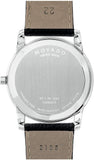 Movado Museum Blue Dial Black Leather Strap Watch For Men - 607013