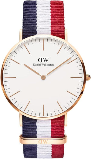 Daniel Wellington Classic Cambridge White Dial Two Tone Nylon Strap Watch For Men - DW00100003