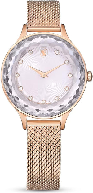 Swarovski Octea Nova Silver Dial Rose Gold Mesh Strap Watch for Women - 5650011