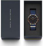 Daniel Wellington Classic Bayswater Black Dial Black NATO Strap Watch For Men - DW00100277