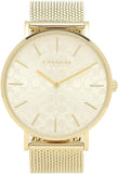 Coach Perry Silver Dial Gold Mesh Bracelet Watch for Women - 14503385