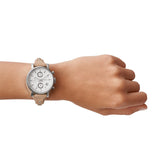 Fossil Boyfriend Chronograph White Dial Brown Leather Strap Watch for Women - ES3625