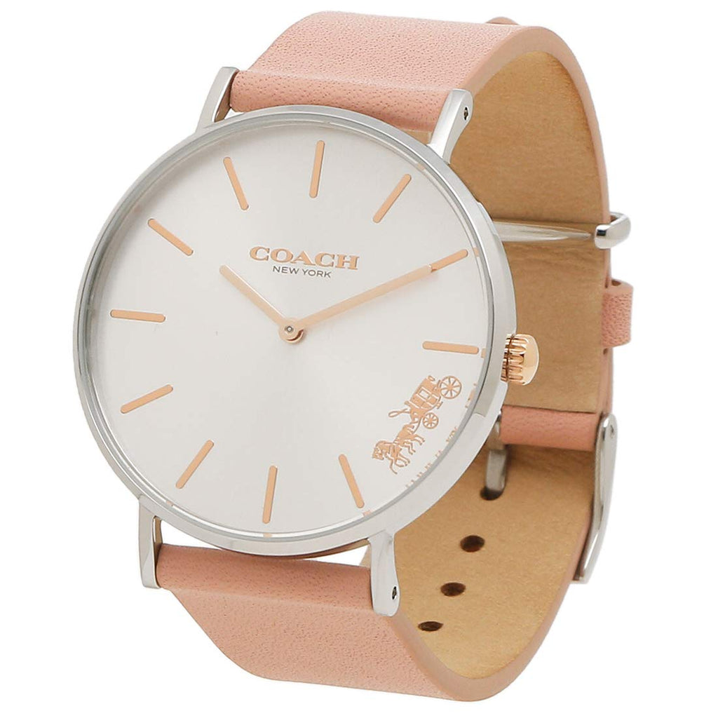 Coach Perry White Dial Pink Leather Strap Watch for Women