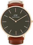 Daniel Wellington Classic St Mawes Black Dial Brown Leather Strap Watch For Men - DW00100124