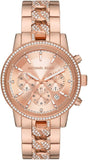 Michael Kors Ritz Chronograph Rose Gold Dial Rose Gold Steel Strap Watch For Women - MK7223