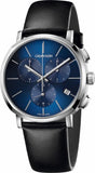 Calvin Klein Chronograph Blue Dial Black Leather Strap Watch for Men - K8Q371CN