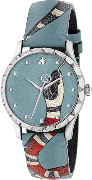 Gucci G Timeless Quartz Blue Dial Blue Leather Strap Watch For Men