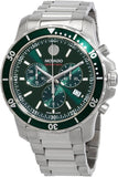 Movado Series 800 Chronograph Green Dial Silver Steel Strap Watch for Men - 2600179