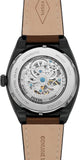 Fossil Everett Automatic Analog Black Dial Brown Leather Strap Watch for Men - ME3207