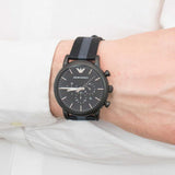 Emporio Armani Luigi Chronograph Quartz Black Dial Two Tone Nylon Strap Watch For Men - AR1948