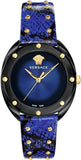 Versace Shadov Quartz Black Dial Blue Leather Strap Watch for Men - VEBM00418