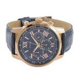 Guess Horizon Chronograph Blue Dial Blue Leather Strap Watch For Men - W0380G5