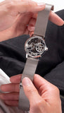 Guess Gadget Silver Dial Silver Mesh Bracelet Watch for Men - GW0538G1