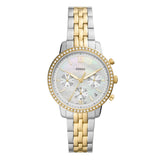 Fossil Neutra Chronograph Mother of Pearl White Dial Two Tone Steel Strap Watch for Women - ES5216