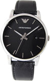 Emporio Armani Classic Quartz Black Dial Black Leather Strap Watch For Men - AR1692