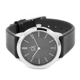 Calvin Klein Minimal Grey Dial Black Leather Strap Watch for Men - K3M221C4