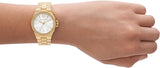 Michael Kors Lennox Three-Hand Silver Dial Gold Steel Strap Watch For Women - MK7278