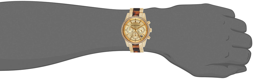 Michael Kors Ritz Gold Dial Two Tone Steel Strap Watch for Women - MK6322