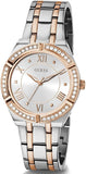 Guess Cosmo Quartz Silver Dial Two Tone Steel Strap Watch For Women - GW0033L9