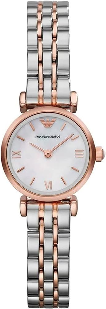 Emporio Armani Mother of Pearl Dial Two Tone Steel Strap