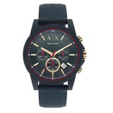 Armani Exchange Outerbanks Chronograph Blue Dial Blue Silicone Strap Watch For Men - AX1335