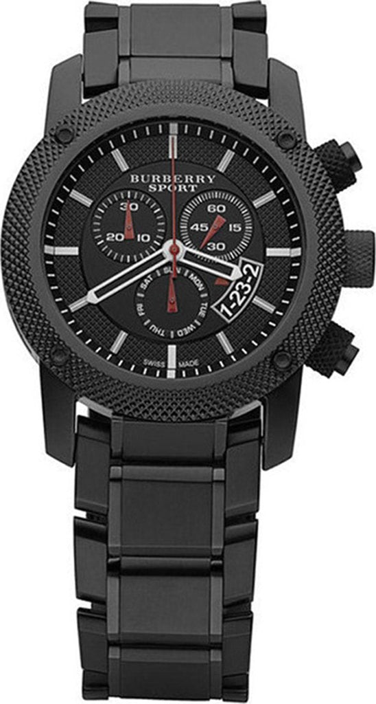 BURBERRY SPORT ブラック クロノグラフ Burberry Sport Chronograph Black Dial Black Steel Strap Watch for Men