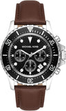 Michael Kors Everest Chronograph Black Dial Brown Leather Strap Watch For Men - MK9054