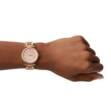 Fossil Carlie Rose Gold Dial Rose Gold Steel Strap Watch for Women - ES4301