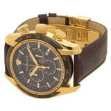 Versace V-Ray Chronograph Quartz Black Dial Brown Leather Strap Watch For Men - VEDB00318