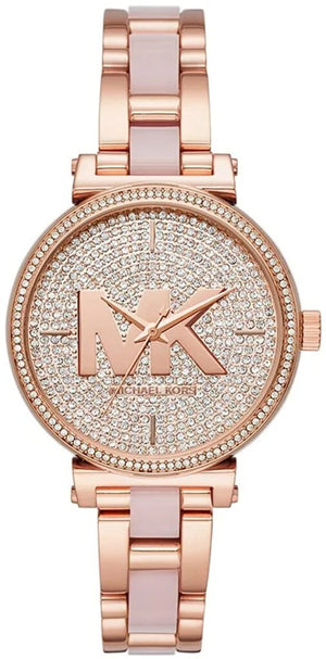 Michael Kors Sofie Quartz Crystals Crystals Rose Gold Dial Rose Gold Steel Strap Watch For Women - MK4336