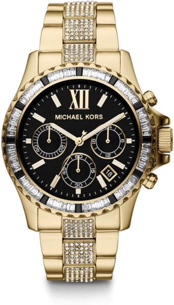 Michael Kors エベレスト クロノグラフ ブラック ダイヤル ゴールド