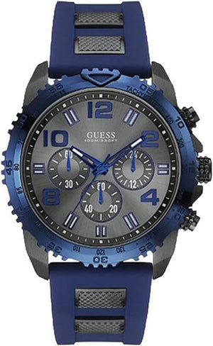 Guess Velocity Blue Dial Blue Rubber Strap Watch for Men - W0599G2