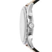 Fossil Forrester Chronograph White Dial Brown Leather Strap Watch for Men - FS5696