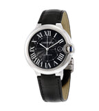 Cartier Ballon Bleu De Cartier Black Dial Black Leather Strap Watch for Men - WSBB0003