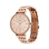 Fossil Jacqueline Rose Gold Dial Rose Gold Steel Strap Watch for Women - ES3546