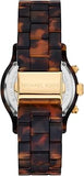 Michael Kors Runway Chronograph Gold Dial Brown Acetate Strap Watch for Women - MK7475