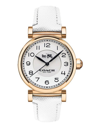 Coach Madison White Dial White Leather Strap Watch for Women - 14502408