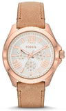 Fossil Cecile White Dial Sand Leather Strap Watch for Women - AM4532