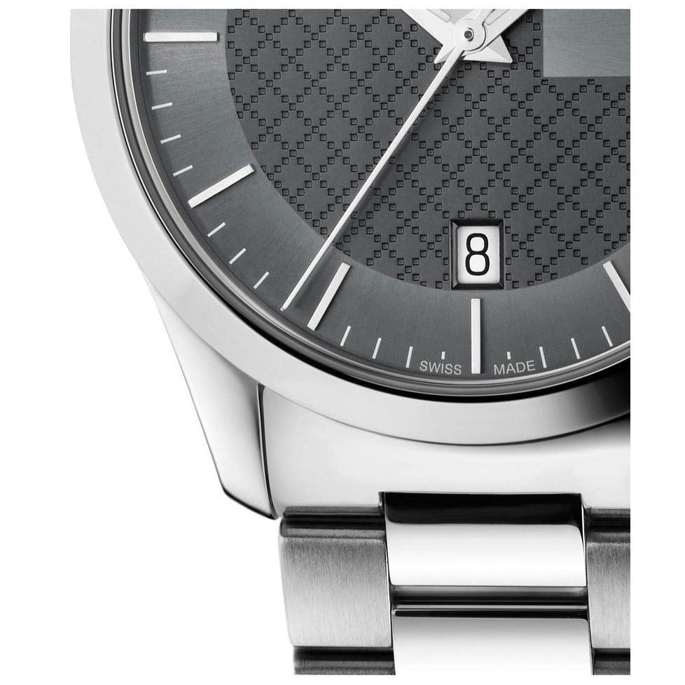 Gucci G Timeless Grey Dial Silver Steel Strap Watch For Men