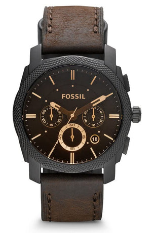 Fossil Machine Flight Chronograph Brown Dial Brown Leather Strap Watch for Men - FS4656