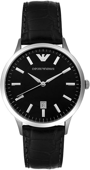 Emporio Armani Classic Quartz Black Dial Black Leather Strap Watch For Men - AR2429