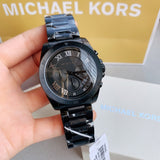 Michael Kors Brecken Chronograph Black Dial Black Steel Strap Watch For Men - MK8482