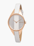 Calvin Klein Rebel White Grey Dial White Leather Strap Watch for Women - K8P236L6