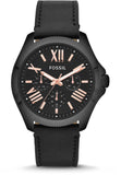 Fossil Cecile Multifunction Black Dial Black Leather Strap Watch for Men - AM4523