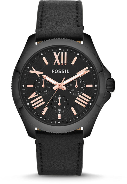 Fossil Cecile Multifunction Black Dial Black Leather Strap Watch